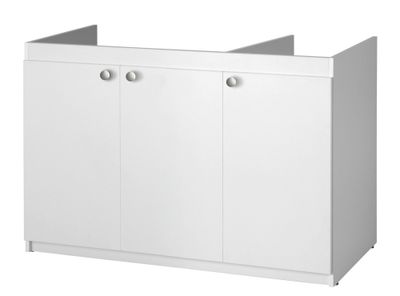 Meuble sous évier 3 portes 120 x 82 x 57 cm panneau de particules blanc - BCD