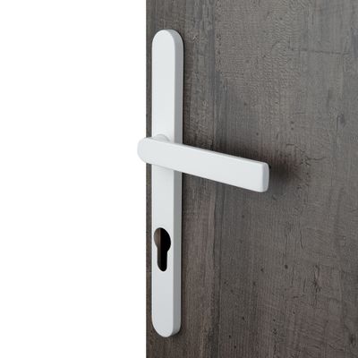 Poignées de porte sur plaques étroites à cylindre col court Ibiza blanc mat ALPERTEC