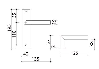 Poignées de porte Edison nickel mat sans trou ALPERTEC