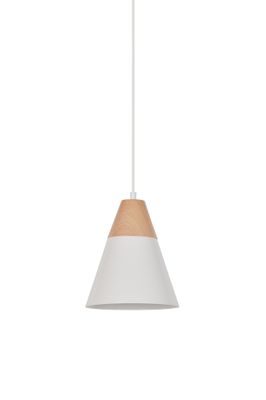 Suspension Sofia métal blanc et bois E27 Ø 20 cm- COREP