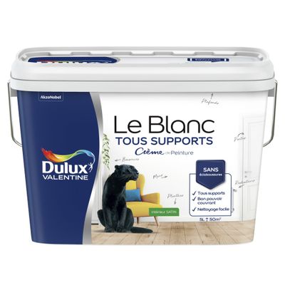 Peinture acrylique Tous Supports blanc satin 5 L - DULUX VALENTINE