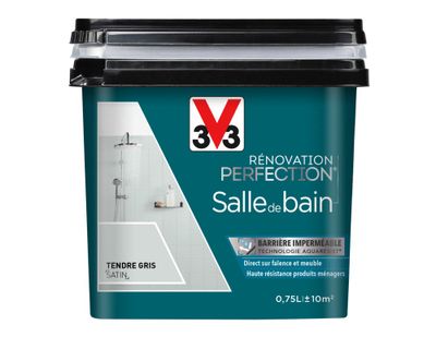 Peinture de rénovation pour salle de bain tendre gris finition satinée 0,75 L - V33