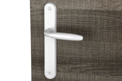 Poignées de porte sur plaques sans trou Madison aluminium blanc ALPERTEC