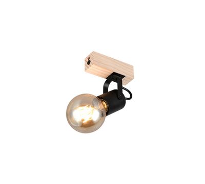 Spot E27 Lynar noir et bois 10W - REALITY