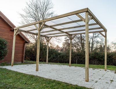 Carport autoclavé en bois traité 15 m², Livraison à domicile incluse - HABRITA