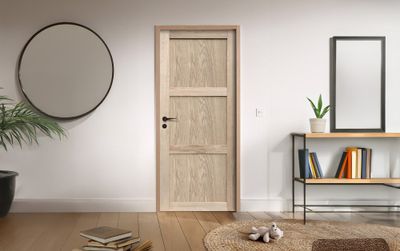 Bloc-porte postformé 3 panneaux placage chêne brut H.204 x l.83 cm poussant droit - BCD