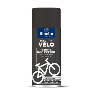 Bombe de peinture multi-supports solution vélo gris carbone mat velouté 400 mL - RIPOLIN
