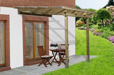 Pergola adossée -  671 Imprégné - 304 x 120 cm Livraison gratuite domicile - WEKA
