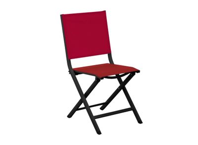 Chaise de jardin pliante THEMA aluminium graphite rouge - PROLOISIRS