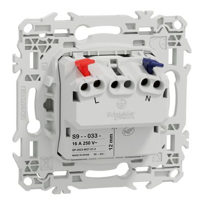 Prise affleurante 2 pôles à bornes automatiques Odace 2025 blanc - SCHNEIDER ELECTRIC