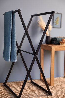 Porte-serviettes pliable Lava noir mat WENKO