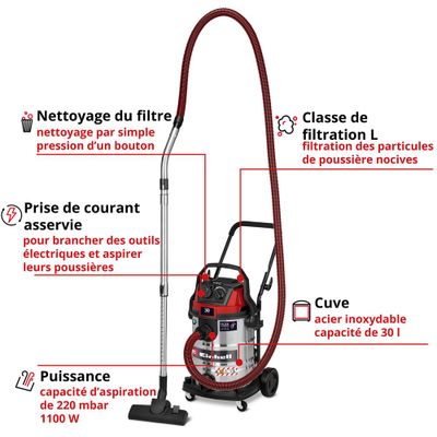 Aspirateur eau et poussière 30 L TE-VC3080SACL - EINHELL