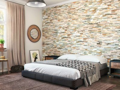 Parement mural intérieur/extérieur pierre naturelle jaune 36 x 10 cm paquet de 0,47 m² ELYSSA TRADING
