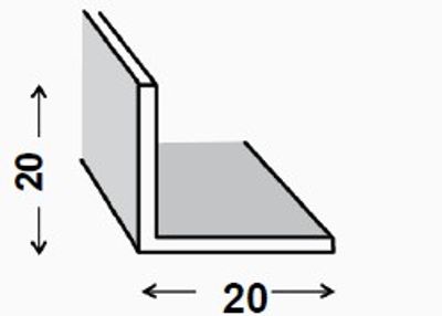 Cornière égale aluminium brut 20 x 20 x 1,2 mm 2,50 m CQFD