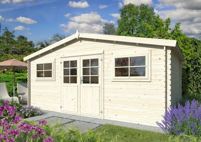 Abri de jardin en bois naturel Tanguy - ép.28 mm - 20,2 m² hors-tout - Livraison à domicile incluse - WHITE WOOD