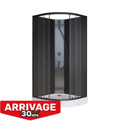 Cabine de douche 85x85x198 cm profilé noir verre transparent 4 mm Pardi