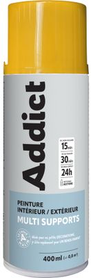 Bombe de peinture multi supports jaune brillant éco 400 mL - ADDICT