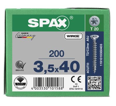 Vis tête fraisée T-star 3,5 x 40 mm par 200 SPAX