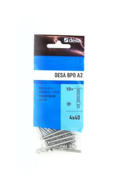 Boulons poêliers inox A2 4 x 40 par 10 DESA