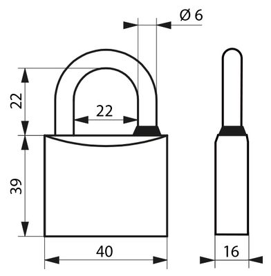 Cadenas à clé extérieur largeur 40 mm THIRARD