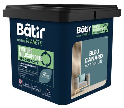 Peinture multi supports mat bleu canard 2 L - BATIR NOTRE PLANETE
