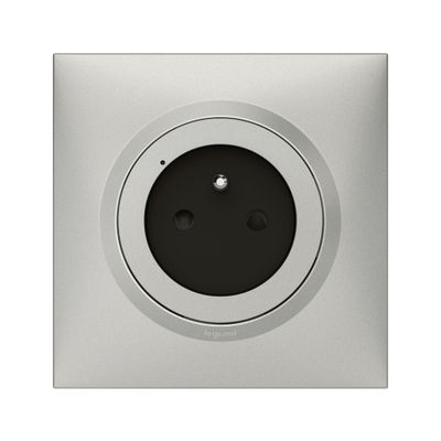 Prise électrique connectée encastrable avec terre + plaque Aluminium - Dooxie with Netatmo LEGRAND
