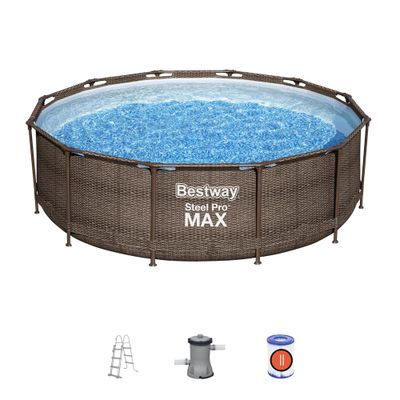 Piscine hors sol ronde tubulaire imitation tressé Ø 366 cm hauteur 100 cm - BESTWAY
