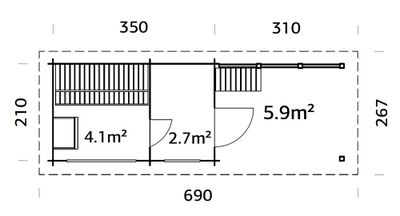 Sauna extérieur Palmako Sanna 4,1m² double vitrage et pergola 5,9m² -  18,4m² - PALMAKO