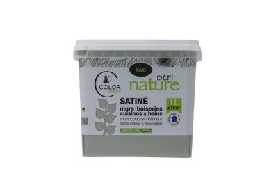 Peinture naturelle murale Kaki satin 1 L - DEFI NATURE