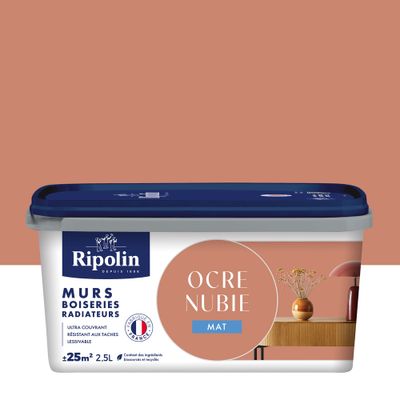 Peinture murs, boiseries et radiateurs ocre nubie mat 2,5 L - RIPOLIN
