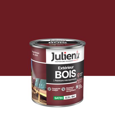 Peinture bois rouge Basque RAL 3004 0,5 L - JULIEN