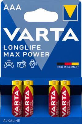 Piles alcalines LR03 (AAA) Longlife max power par 4  - VARTA