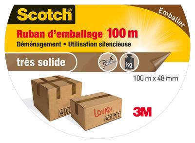 Ruban adhésif d'emballage havane pour déménagement 100 m x 48 mm - 3M