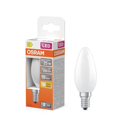 Ampoule LED E14 flamme dépolie 2.5W=250 lumens blanc chaud - OSRAM