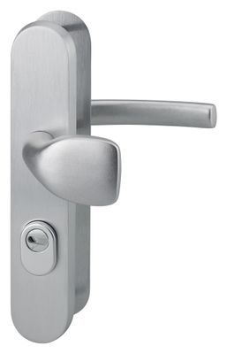 Poignées de porte sur plaques palières à cylindre aluminium gris anodisé F1 THIRARD