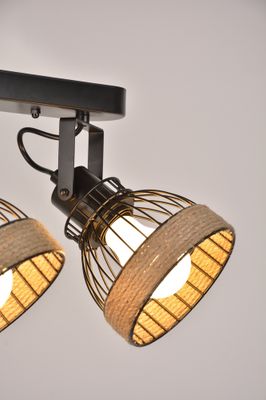 Réglette 2 spots E27 Brooks noir et corde 2x15W - COREP