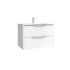 Meuble de salle de bains 2 tiroirs L80 x H60 x P45 cm mélaminé blanc avec plan vasque céramique Mirabo
