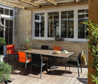 Table de jardin à rallonge VITA lenk aluminium bois 180/280/100 cm - PROLOISIRS