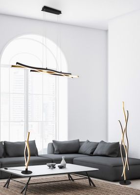 Lampadaire LED Blaze noir et laiton 3250 lumens blanc variable CCT - TRIO