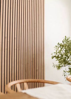 Panneau décoratif MDF 3D Latt pepper oak sur fond noir - Lot de 2 - 20 x 287 x 2500 mm - AJ TIMBER