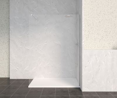 Paroi de douche à l'italienne 140x200 cm profilé chrome verre transparent 8 mm Signature - OCEA