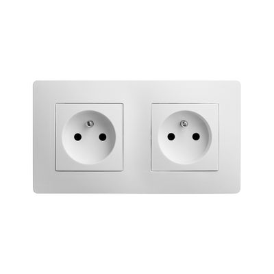 Double Prise 2 pôles + terre horizontale blanc Caly - DEBFLEX