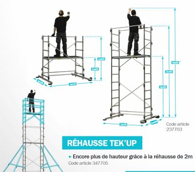 Echafaudage en aluminium TEK'UP travail en hauteur 4m55 CENTAURE