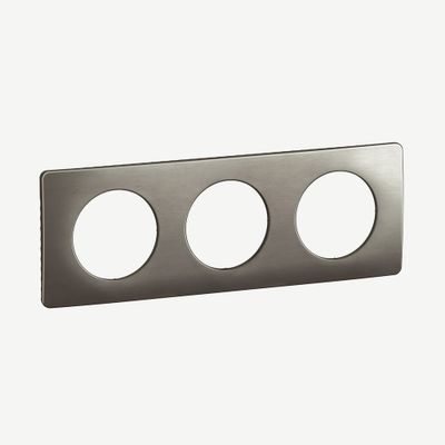 Plaque de finition 3 postes Acier satiné - Céliane LEGRAND