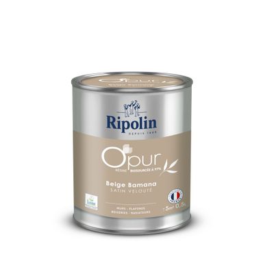 Peinture O'pur murs boiseries radiateurs Beige Bamana satin 0,5 L - RIPOLIN