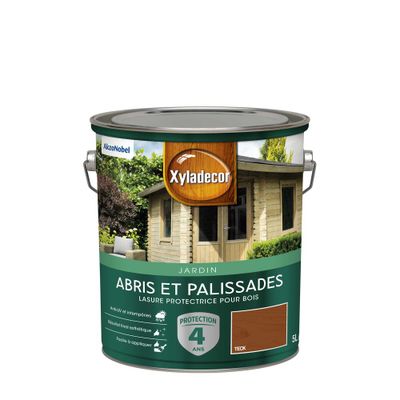 Lasure protectrice pour bois extérieur abris et palissades mat teck 5 L - XYLADECOR