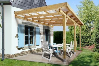 Pergola adossée -  671 Imprégné - 308 x 120 cm Livraison gratuite domicile - WEKA