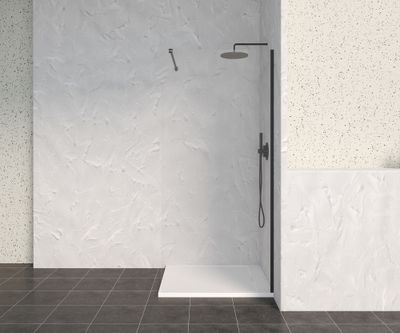 Paroi de douche à l'italienne 90x200 cm profilé noir verre transparent 8 mm Signature - OCEA