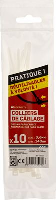 Colliers de serrage réutilisables 3,6 x 140 mm transparent par 10