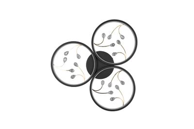 Plafonnier LED Groovy noir 3600 lumens blanc chaud - TRIO